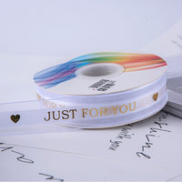 2.5cm Gold Stamped Cake Ribbon Sheer Organza Floral Packaging Decorative Satin Ribbon for Gifts