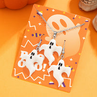 Halloween Ghost Pendant Earrings and Necklace Set for Women