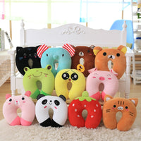 Cute Animal Cartoon Memory Foam Lumbar Support and U-shaped Neck Pillow for Office and Travel