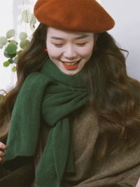 2026 New Japanese Retro Imitation Cashmere Scarf for Women, Korean Style Solid Color Neck Warmer