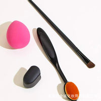 Flexible Toothbrush-Style Foundation Brush Set with Angled Eyeshadow Brush and Beauty Blender