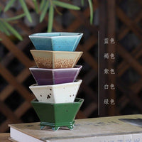 Handmade Glazed Hexagonal Bonsai Pot for Desktop Plants