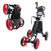 Foldable 4-Wheel Golf Push Cart with Seat Option for Golf Course