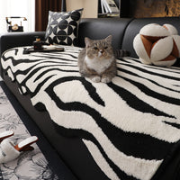 Irregular Leopard Print Plush Sofa Cover Cushion for Winter