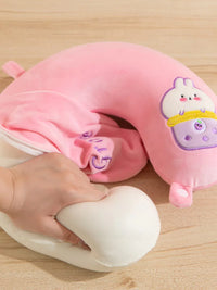 Cartoon Memory Foam U-Shaped Neck Pillow with Eye Mask for Travel and Napping
