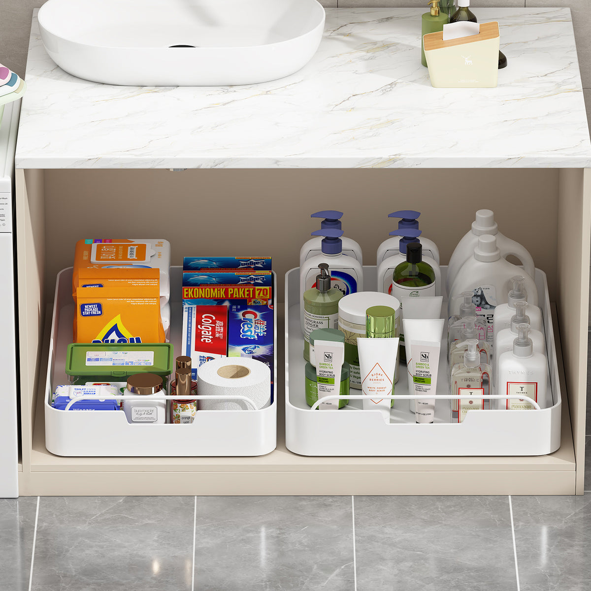 Under-Sink Pull-Out Organizer for Kitchen and Bathroom Cabinets, Retractable Storage Rack