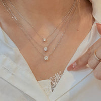 Zhao Lusi Style Teardrop Zircon Pendant Necklace with Four-Claw Mini Solitaire