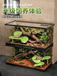 Acrylic Reptile Terrarium with Lid for Lizards, Geckos, and Turtles - Dual-Use Aquatic and Terrestrial Habitat