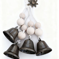 Vintage Style Wooden Bead and Alloy Wind Chime - Floral and Star Pattern Home and Door Handle Hanging Decor