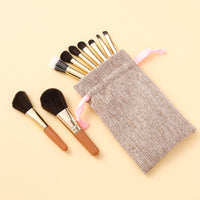 9-Piece Portable Makeup Brush Set with Pouch for Beginners Travel