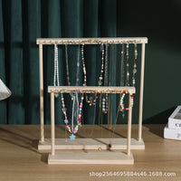 Solid Wood Necklace and Bracelet Display Stand for Jewelry Countertop and Live Selling