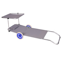 Outdoor Folding Beach Chair with Wheels, Teslin Fabric, Portable for Camping, Sunbathing