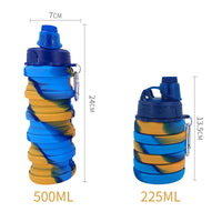 Collapsible Silicone Water Bottle Portable Outdoor Travel Mug with Lid for Sports & Hiking