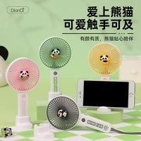 Cartoon Handheld Mini Fan USB Rechargeable Portable Desk Fan with Night Light and Phone Holder