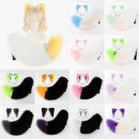 Fluffy Faux Fur Animal Ear Headband and Tail Set for Cosplay