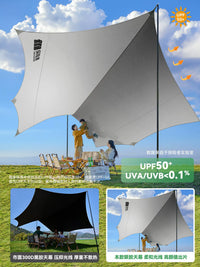 Explorer Silver Coated Hexagonal Tarp Shelter with Camping Table and Chairs Set