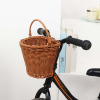 Hand-Woven Imitation Rattan Bicycle Basket for Kids - Small & Large Sizes