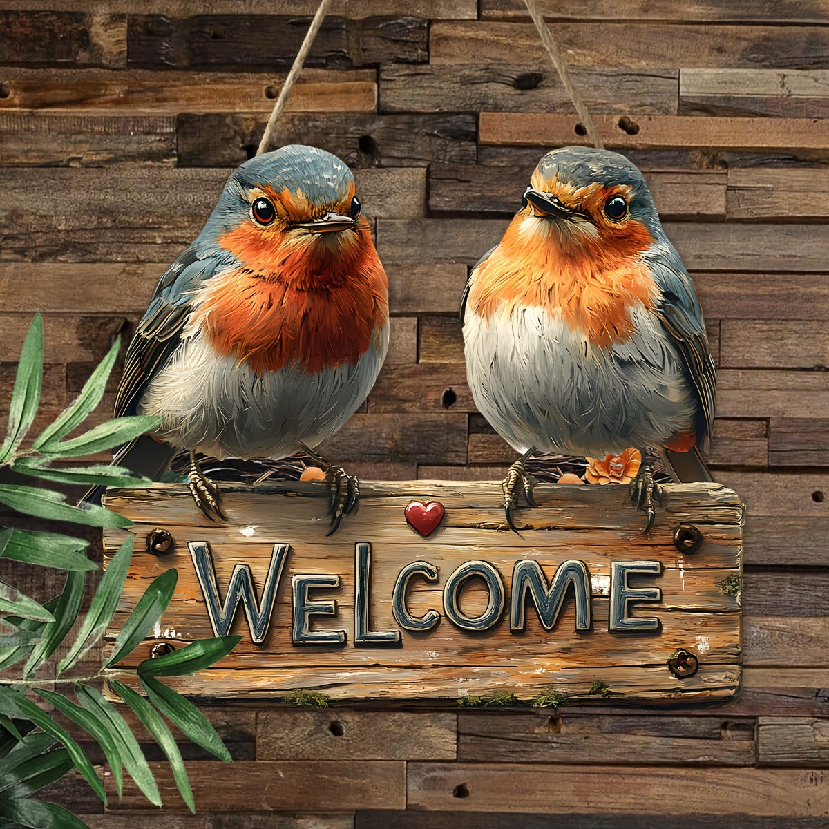 Rustic Robin Wooden Welcome Sign Wall Decor for Farmhouse Spring Decoration