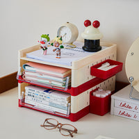 Desktop Storage Rack Office File Organizer Multi-layer Pegboard Drawer Type Shelf