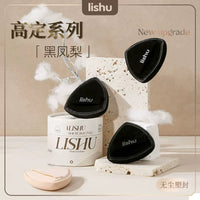 LISHU Black Pineapple Cushion Puff & Foundation Brush Set for Flawless Makeup