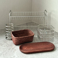 Stainless Steel Bathroom Countertop Storage Basket for Cosmetics and Toiletries