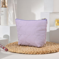 Quilted Heart Cosmetic Bag, Portable Travel Toiletry Pouch for Skincare & Makeup