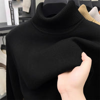 Men's Fleece Lined Turtleneck Sweater Winter Warm Knitted Base Layer