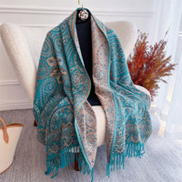 Yunnan Lijiang Ethnic Style Cashew Pattern Scarf Shawl for Women, Thickened Versatile Winter Wrap