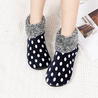 Women's Fleece-Lined Non-Slip Indoor Floor Socks with Soft Sole, Warm Winter High-Tube Polka Dot Home Wear