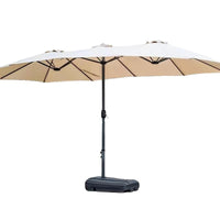 Outdoor Patio Double-Head Cantilever Umbrella with Base Options, UV Protection for Garden, Deck, Commercial Use