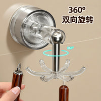 Rotating Suction Cup Kitchen Utensil Hooks - No-Drill Wall Mount for Spatulas, Spoons, and Cookware