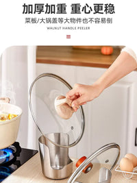 304 Stainless Steel Lid and Ladle Rest, Integrated Upright Storage Rack for Hot Pot Utensils