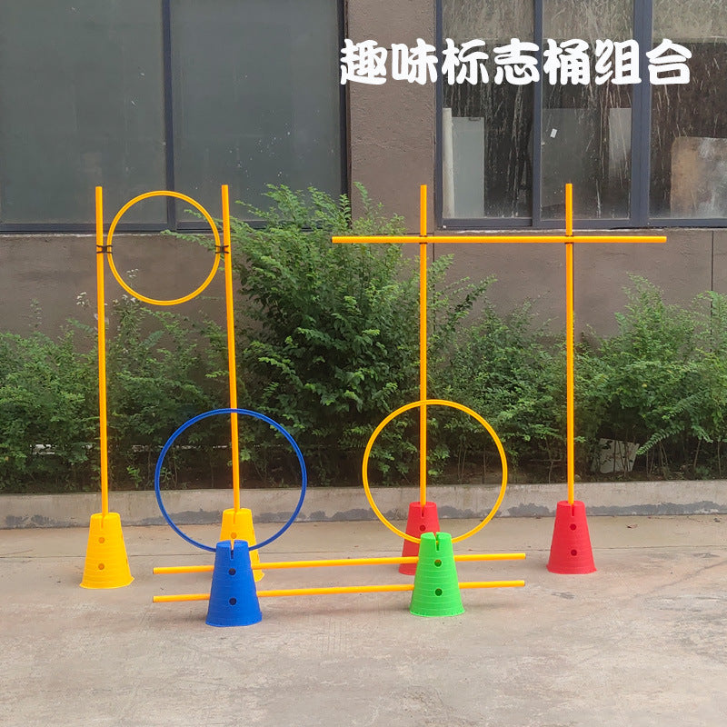 Fun Sensory Integration Marker Cones Set, Ice Cream Cone Shape, for Kindergarten Kids, Hurdles with Holes, Obstacle Course