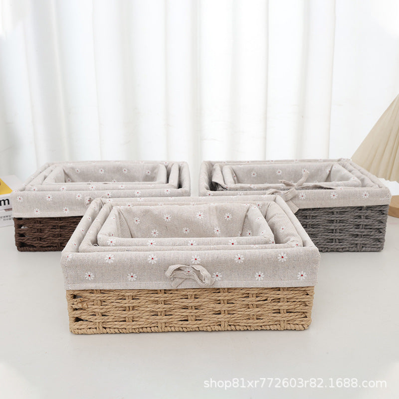 Handwoven Rattan Storage Basket for Desktop, Snacks, Cosmetics, and Sundries