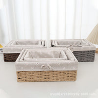 Handwoven Rattan Storage Basket for Desktop, Snacks, Cosmetics, and Sundries