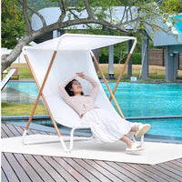 Purple Leaf Patio Lounge Chair, Folding Recliner for Beach, Pool, Yard, Camping, Outdoor Double Chaise Lounge
