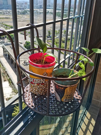 Extra Large Hanging Balcony Railing Planter for Potted Plants - Wrought Iron Flower Pot Holder