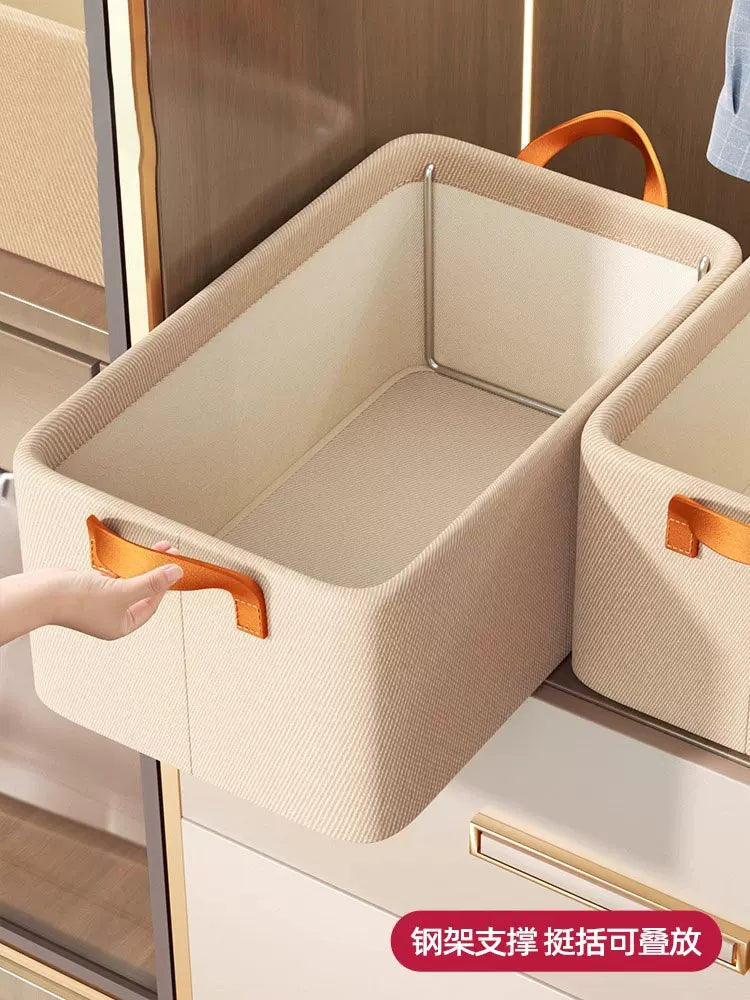 Foldable Steel Frame Storage Box with Lid for Clothes and Home Organization