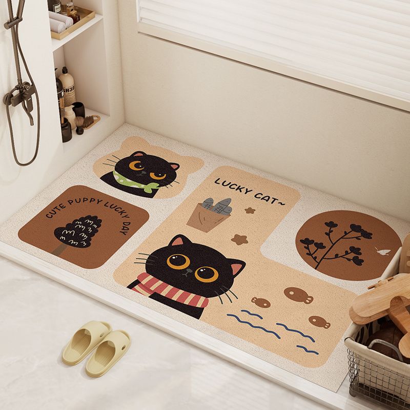 Cute Animal Hollow Loop Pile Bathroom Mat - Non-Slip, Drainable, Wear-Resistant, Cuttable