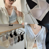 MUZITATA Korean Style Lace Bralette with Soft Support and Jelly Bra Comfort