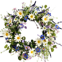 Spring Eucalyptus Lavender Daisy Wreath for Front Door Decor