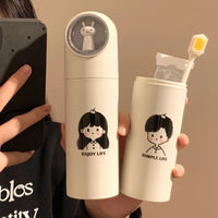 Portable Travel Mouthwash Cup Toothbrush Holder Storage Case for Couples