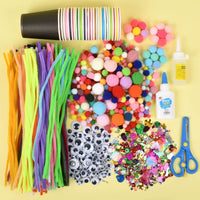 Chenille Stems Pipe Cleaners DIY Craft Kit for Kids, Assorted Colors Fluffy Sticks with Googly Eyes and Sequins