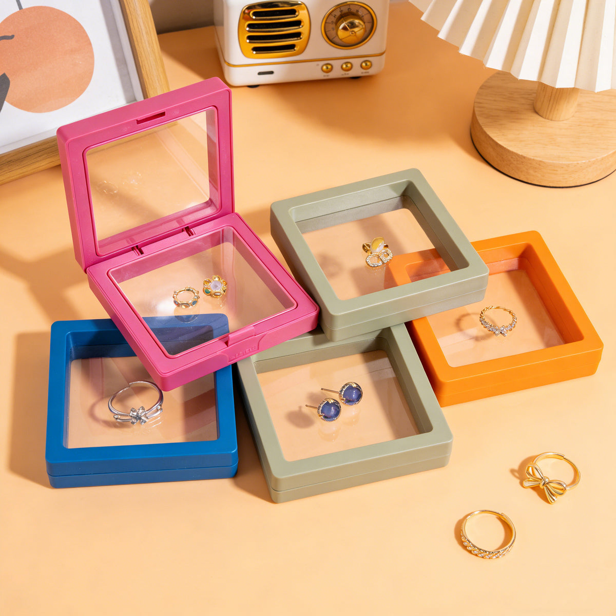 Floating Display Case for Jewelry, Nail Art, Tie Clips - Transparent PE Film Suspension Box