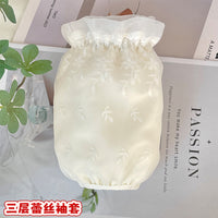 Lace Arm Sleeves for Women, Short Winter Stain-Resistant Cuffs, Three-Layer Design for Office and Daily Wear