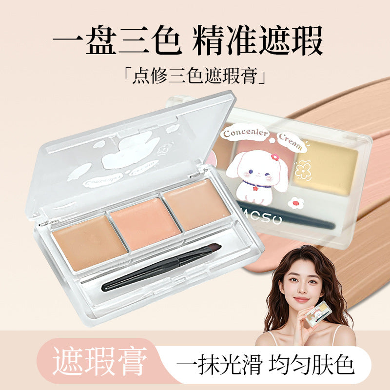 Armosu 3-Color Concealer Palette for Dark Circles, Acne Scars, Spots, and Blemishes - Waterproof Face Contour & Brighten