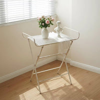 Vintage Wrought Iron Foldable Table and Chair Set for Outdoor Patio, Indoor Decor, Plant Stand, or Side Table
