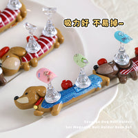 Cute Dachshund Magnetic Nail Practice Holder with 5 Clear Tips for Beginners
