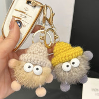 Mink Fur Pom-Pom Keychain Car Keyring Bag Charm