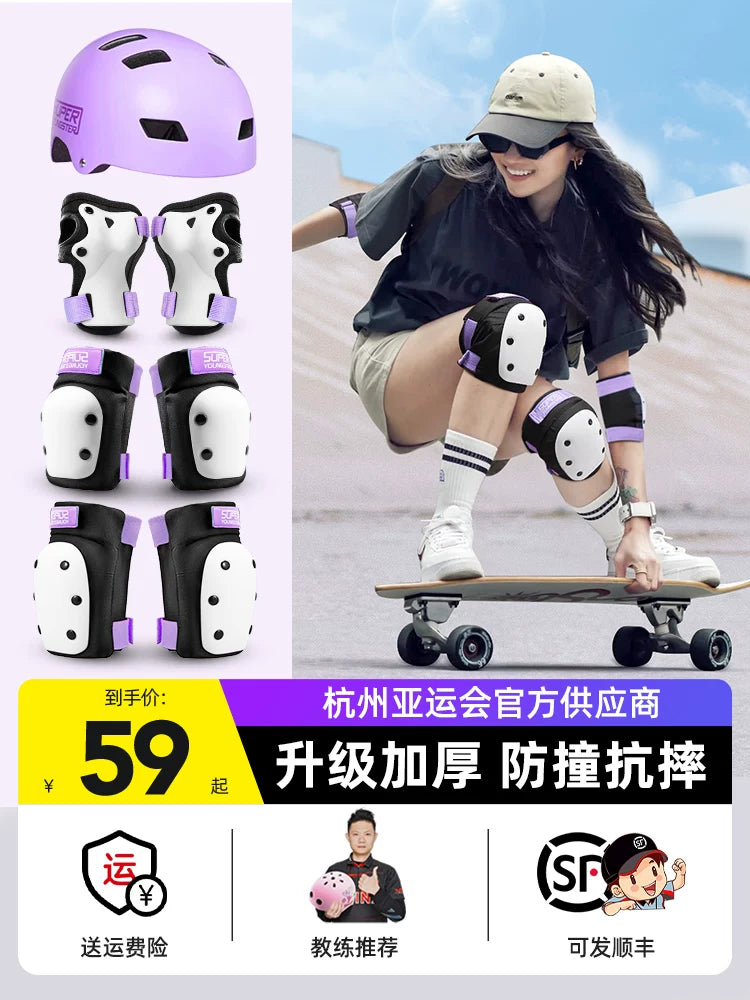 Adult & Kids Skateboard Helmet and Protective Gear Set for Roller Skating Cycling